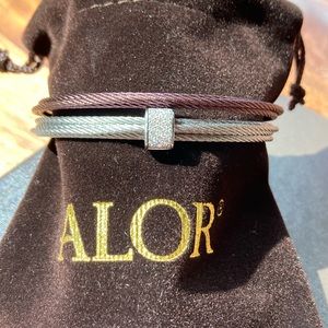 Alor diamond bangle burgundy and silver